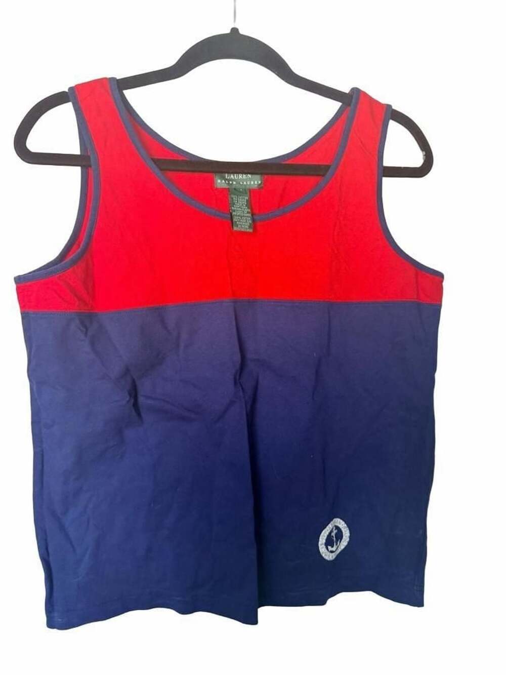 Lauren Ralph Lauren Tank Top Size M Red Blue Anchor Graphic_163
